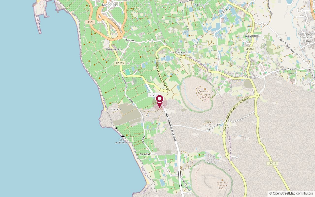 Mapa de la zona: la finca está junto a la Ctra. la Costa, entre Tazacorte y La Costa, en la isla de La Palma